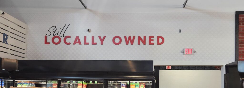 A wall sign stating 